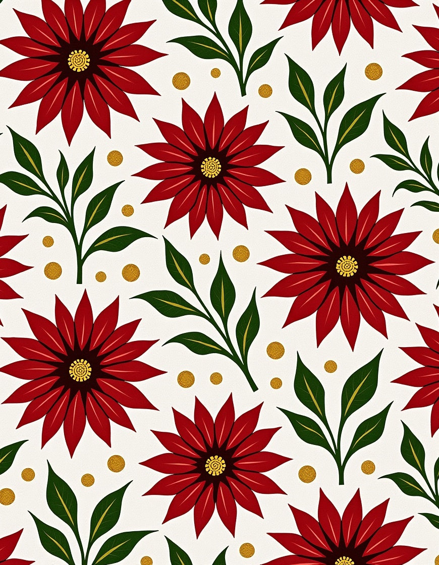 Crimson Flowers with Emerald Leaves Rug