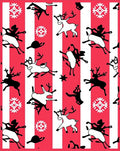 Jolly Red Stripe Reindeer Snowflakes Rug