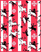 Jolly Red Stripe Reindeer Snowflakes Rug