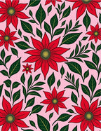 Red Floral Garland Pink Background Rug