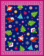 Festive Santa Snowman Christmas Trees Rug