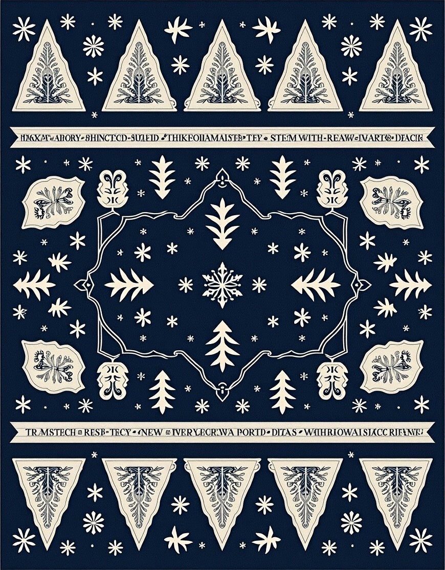 Navy Blue Winter Forest Medallion Rug