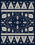 Navy Blue Winter Forest Medallion Rug
