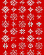Crimson Cold Starburst Snowfall Pattern Rug