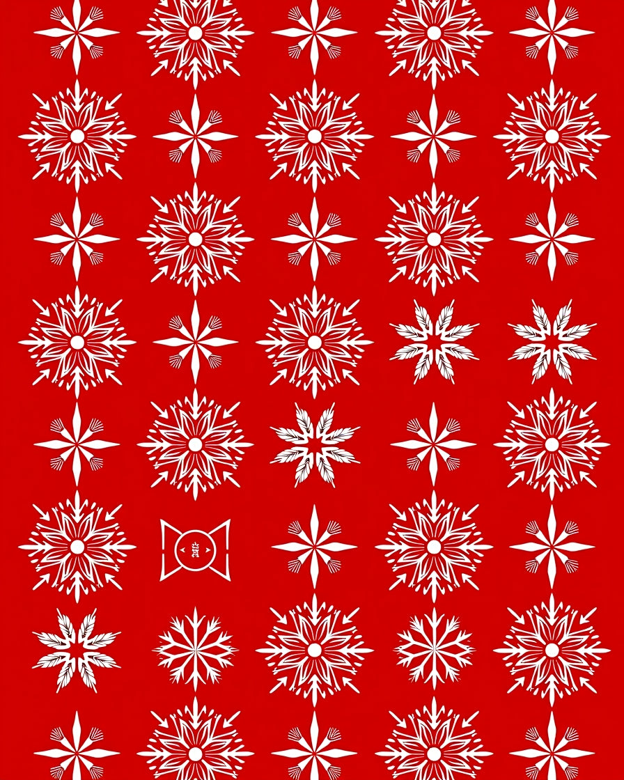 Crimson Cold Starburst Snowfall Pattern Rug