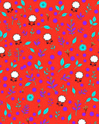 Whimsical Sheep Teal Purple Dots Rug