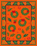 Vibrant Orange Red Floral Garland Rug