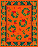 Vibrant Orange Red Floral Garland Rug