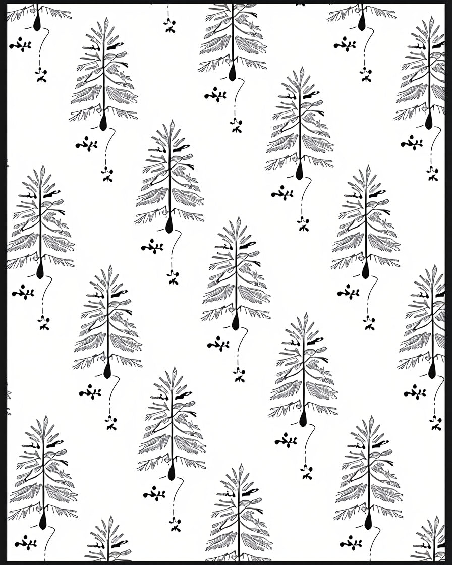 Simple Black Pine Tree Scatter Rug