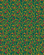 Emerald Green Red Berry Vine Rug