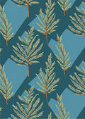 Teal Pine Branches Geometric Overlay Rug