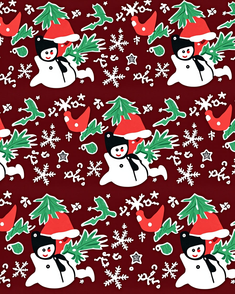 Charming Snowman Festive Christmas Scene Rug