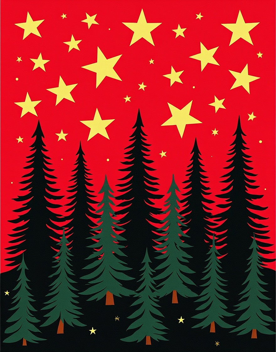 Crimson Starry Night Forest Rug