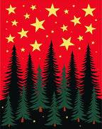 Crimson Starry Night Forest Rug