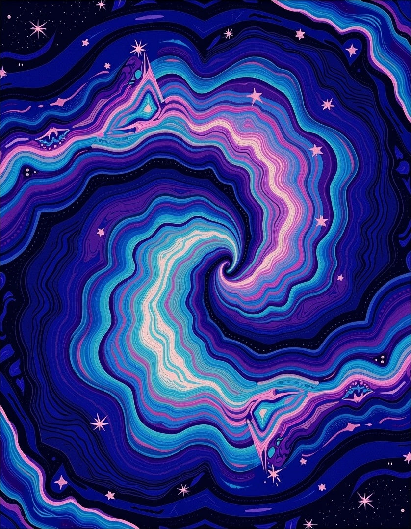 Cosmic Swirl Blue Pink Nebula Rug