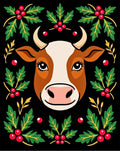 Festive Cow Holly Berry Garland Rug