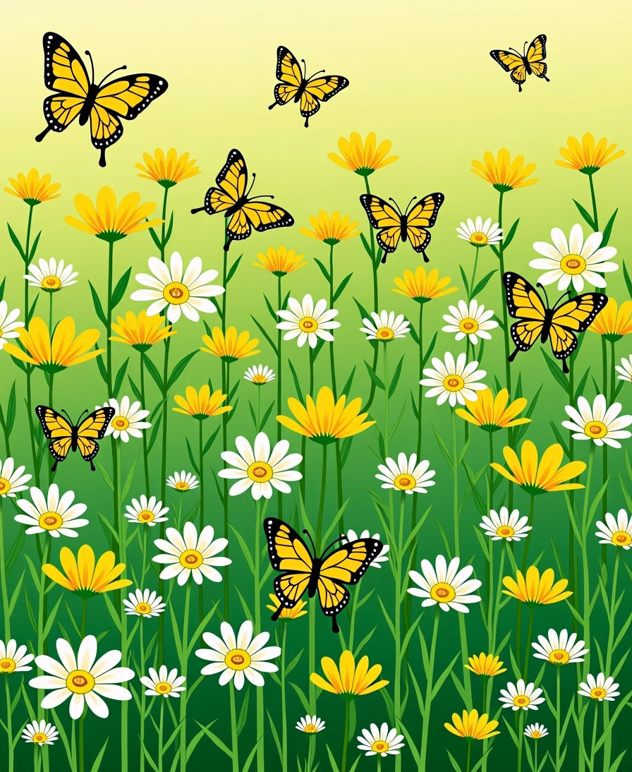 Whimsical Yellow Butterfly Meadow Rug