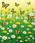 Whimsical Yellow Butterfly Meadow Rug