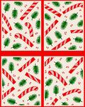 Festive Red White Candy Cane Pine Sprigs Rug
