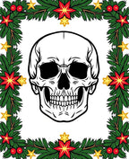 Macabre Skull Boughs Poinsettia Stars Rug