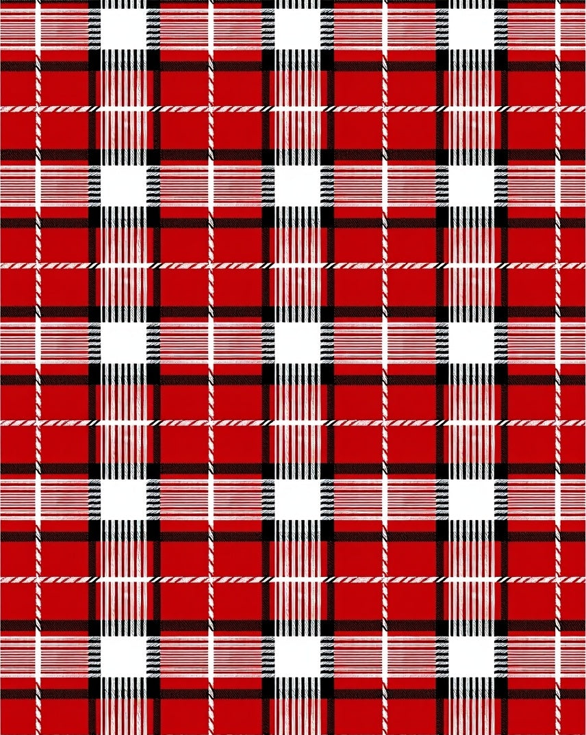 Classic Red Black White Plaid Texture Rug