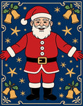 Festive Santa Claus Christmas Stars Rug