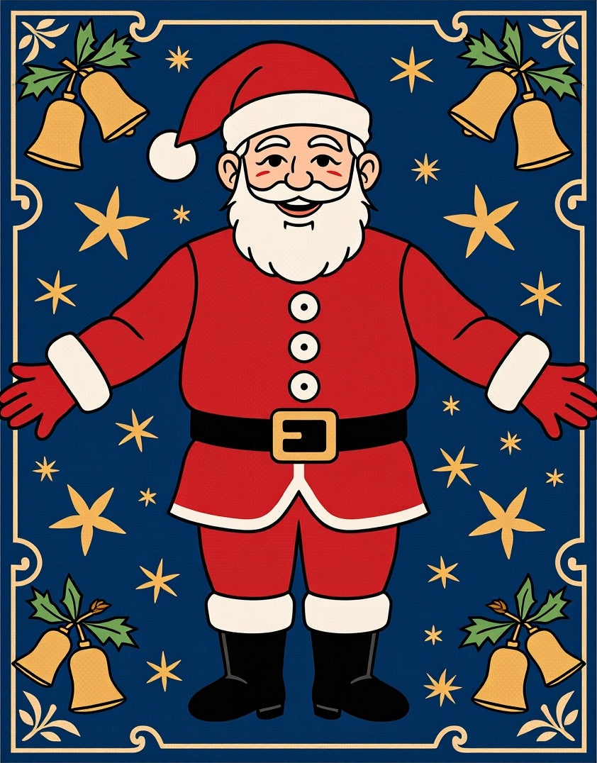 Festive Santa Claus Christmas Stars Rug