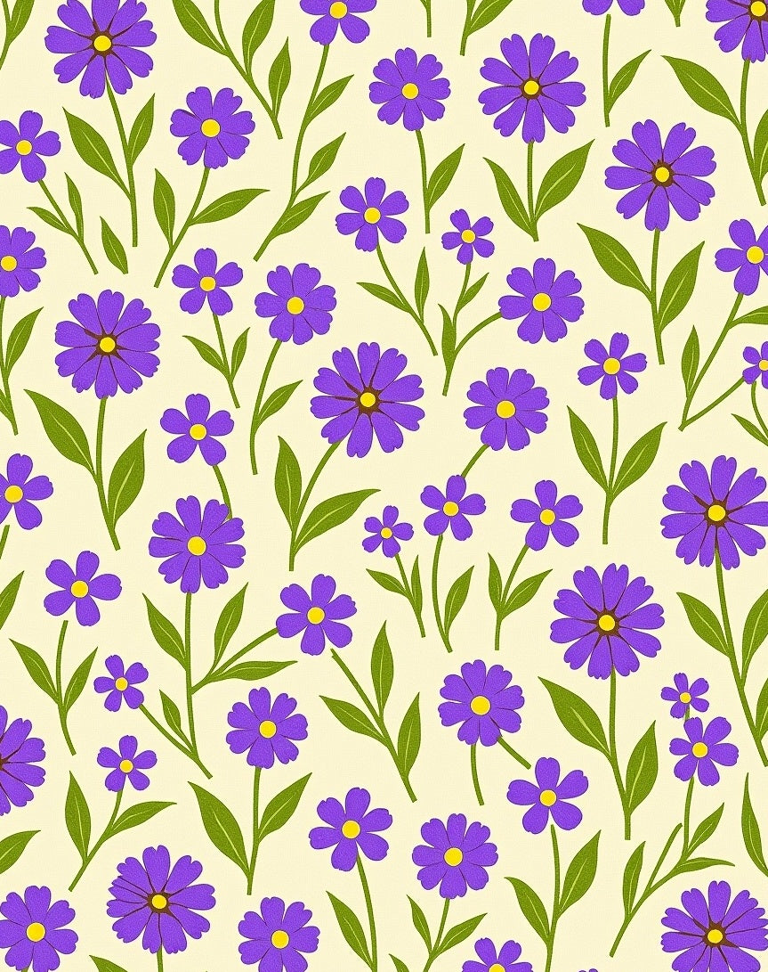 Purple Daisy Floral Meadow Rug