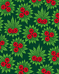 Bold Red Green Tropical Floral Arrangement Rug