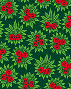Bold Red Green Tropical Floral Arrangement Rug
