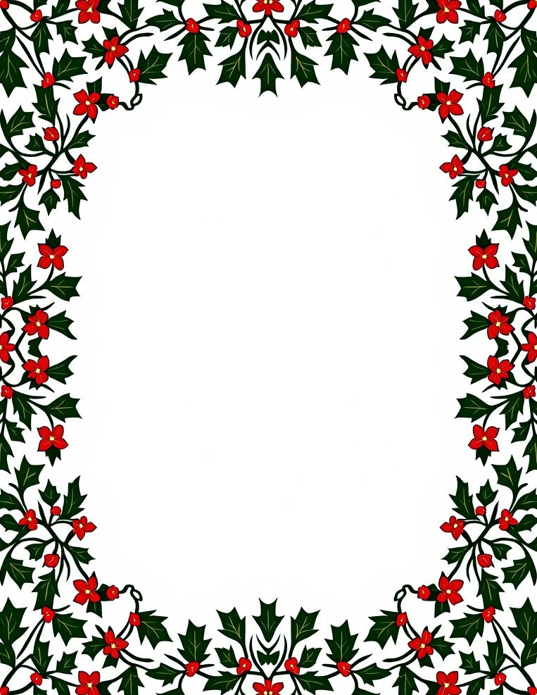 Crimson Holly Leaf Garland Rug