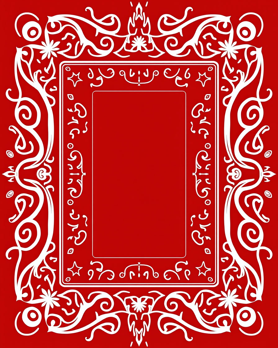 Crimson White Flourish Border Rug