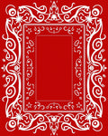 Crimson White Flourish Border Rug