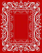 Crimson White Flourish Border Rug