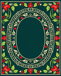 Victorian Red Poinsettia Floral Frame Rug