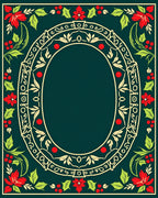 Victorian Red Poinsettia Floral Frame Rug