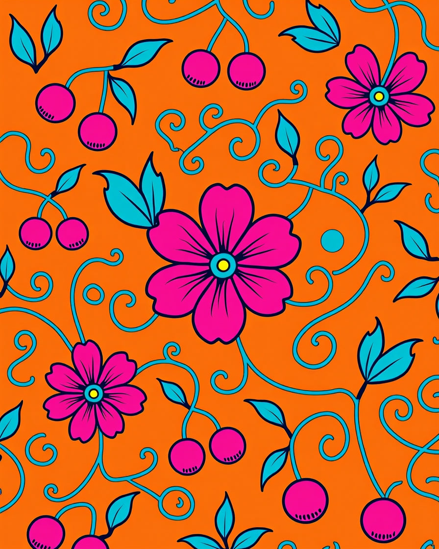 Hot Pink Cherry Blossom Swirl Rug