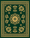 Emerald Gold Floral Medallion Border Rug
