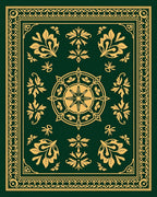 Emerald Gold Floral Medallion Border Rug