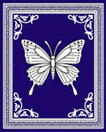 Vibrant Blue Butterfly Border Rug