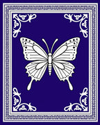 Vibrant Blue Butterfly Border Rug