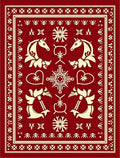 Crimson Horse Heart Folk Rug