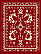 Crimson Horse Heart Folk Rug