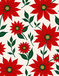 Festive Red Poinsettia Floral Foliage Rug