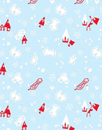 Winter Village Red White Snowflakes Rug