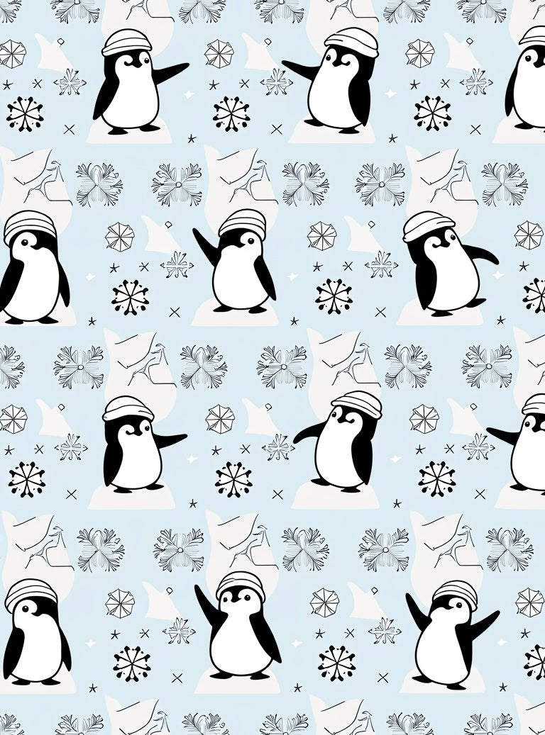Whimsical Penguin Snowflakes Winter Wonder Rug