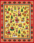Merry Christmas Santa Reindeer Woodland Scene Rug