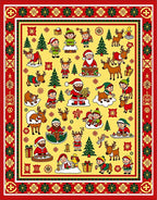 Merry Christmas Santa Reindeer Woodland Scene Rug