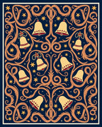 Golden Bells with Red Accents Swirl Rug
