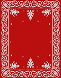 Red White Ornate Floral Border Rug